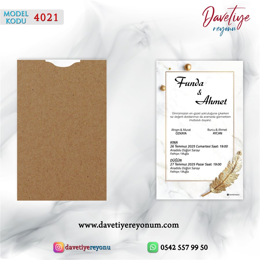 dikey kapalı kraft zarflı davetiye 4021 dikey kapalı kraft zarflı davetiye 4021