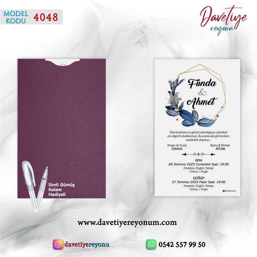 dikey kapalı mor zarflı davetiye – 4048 dikey kapalı mor zarflı davetiye – 4048