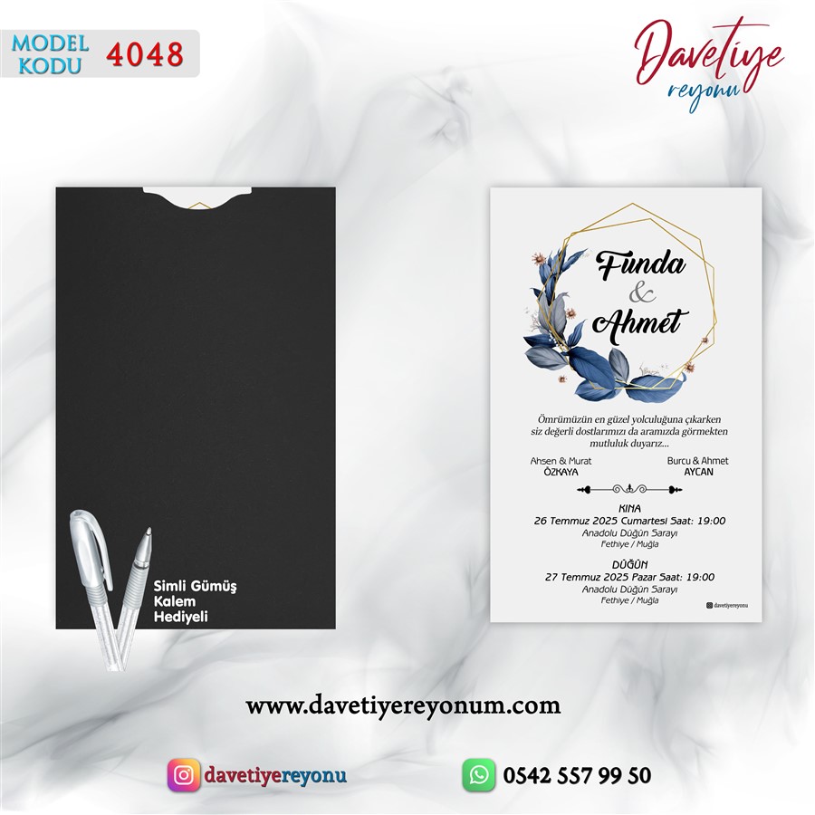 dikey kapalı siyah zarflı davetiye – 4048 dikey kapalı siyah zarflı davetiye – 4048