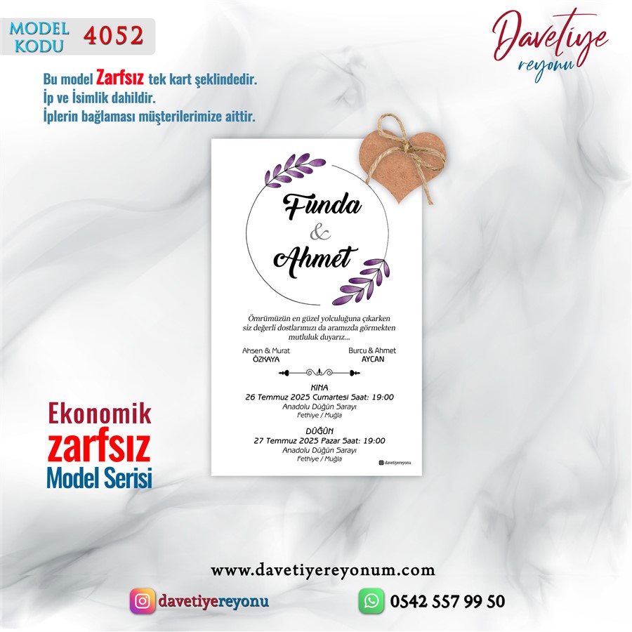 zarfsız ekonomik tekli davetiye – 4052 zarfsız ekonomik tekli davetiye – 4052